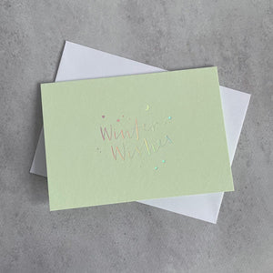Winter Wishes Iridescent Green Christmas Card - Lottie Suki